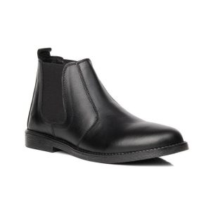 Black Leather Chelsea Boots Classic Slipon Style