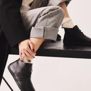 Barefoot Black Leather Boots For Women Wide Toe