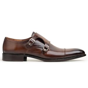 Men's Formal Captoe Shoes: Brown Double Monks And